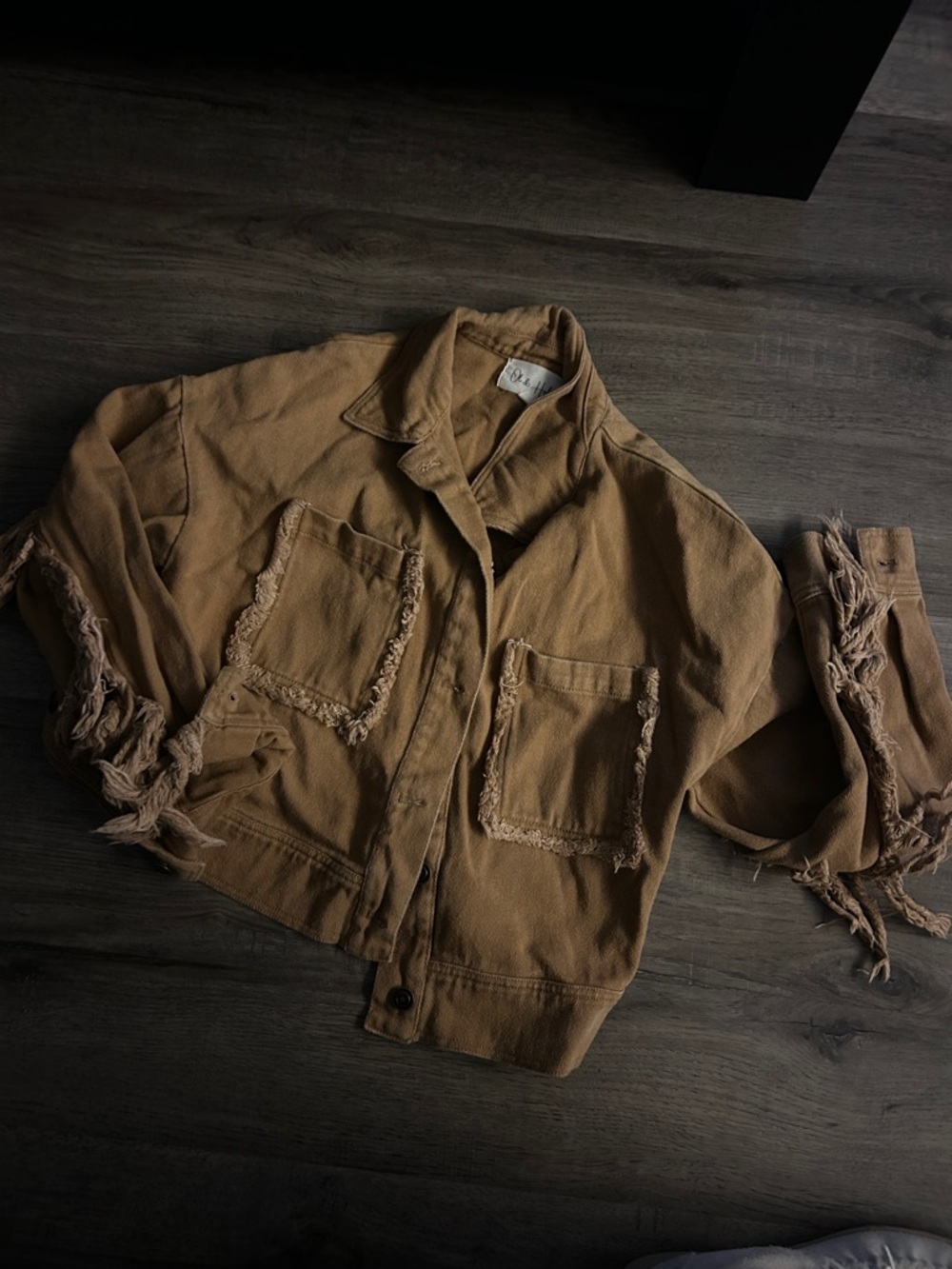 Oli & Hali Fringed Pocket Utility Jacket - Tan